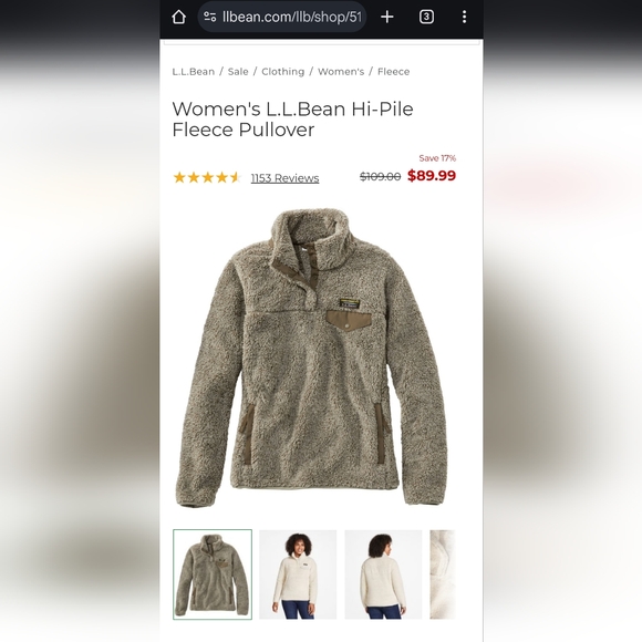 L.L. Bean Hi-Pile Fleece Pullover - Picture 3 of 6